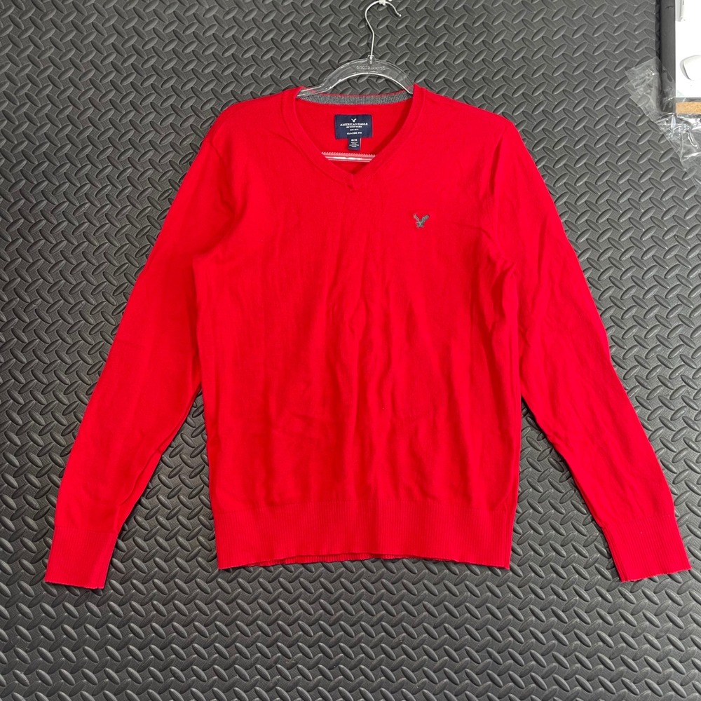 American Eagle Outfitters Red Classic Fit V Neck Pullover Sweater Men's Size M